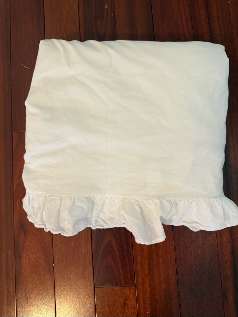 PIU BELLE  KING Flat Sheet White Ruffle Edge 106 X 104 “ Cottage Cotton Portugal